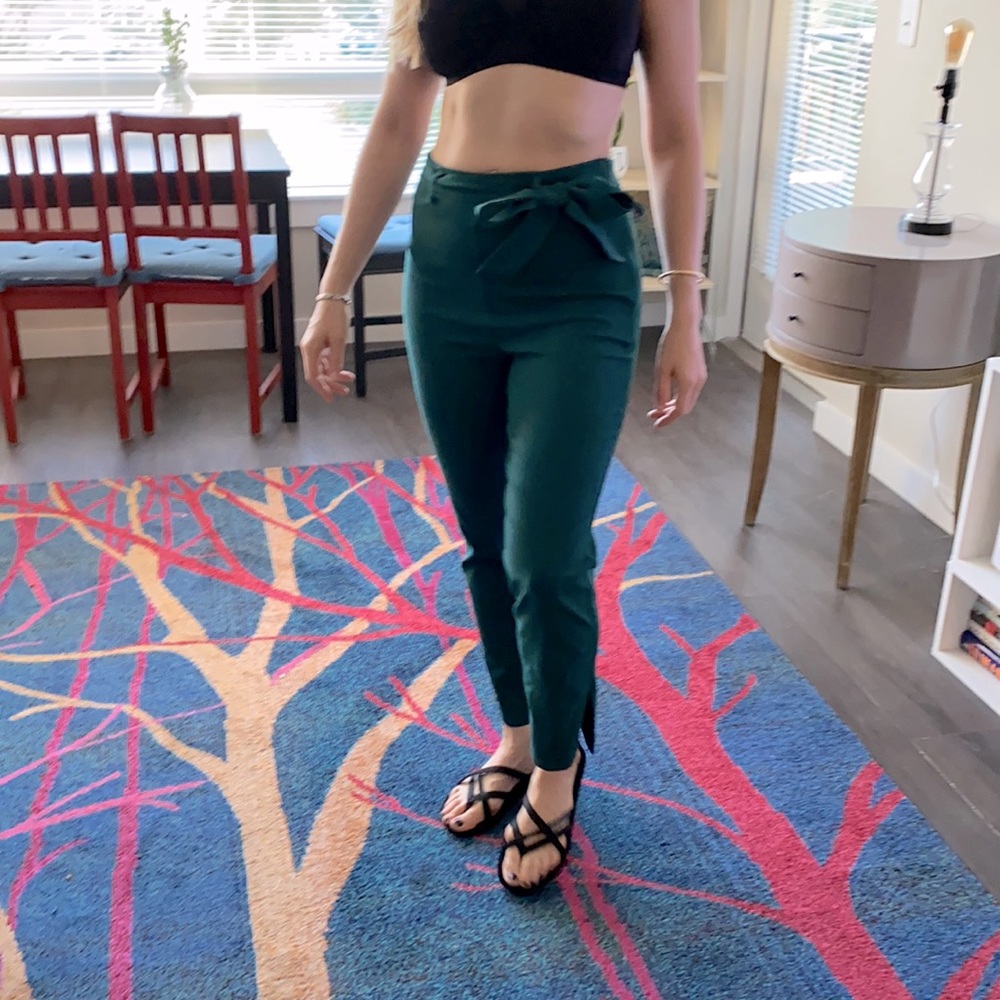 Green pants with tie waist
